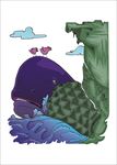 悬崖手绘卡通鲸鱼矢量图下载