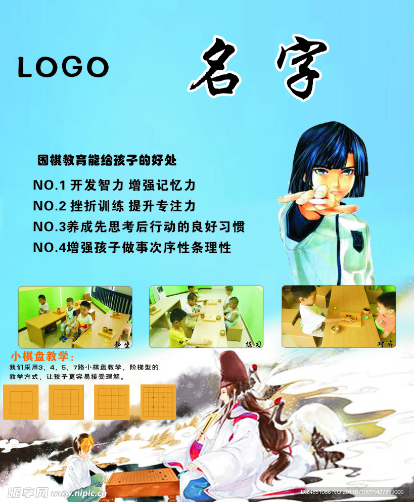 围棋手举牌  写真    展板