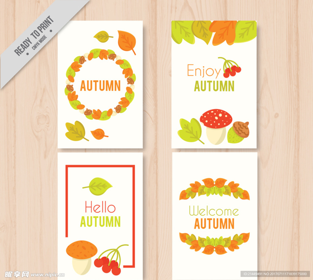 创意秋季树叶花环卡片