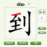 中国汉字到字笔画教学动画视频