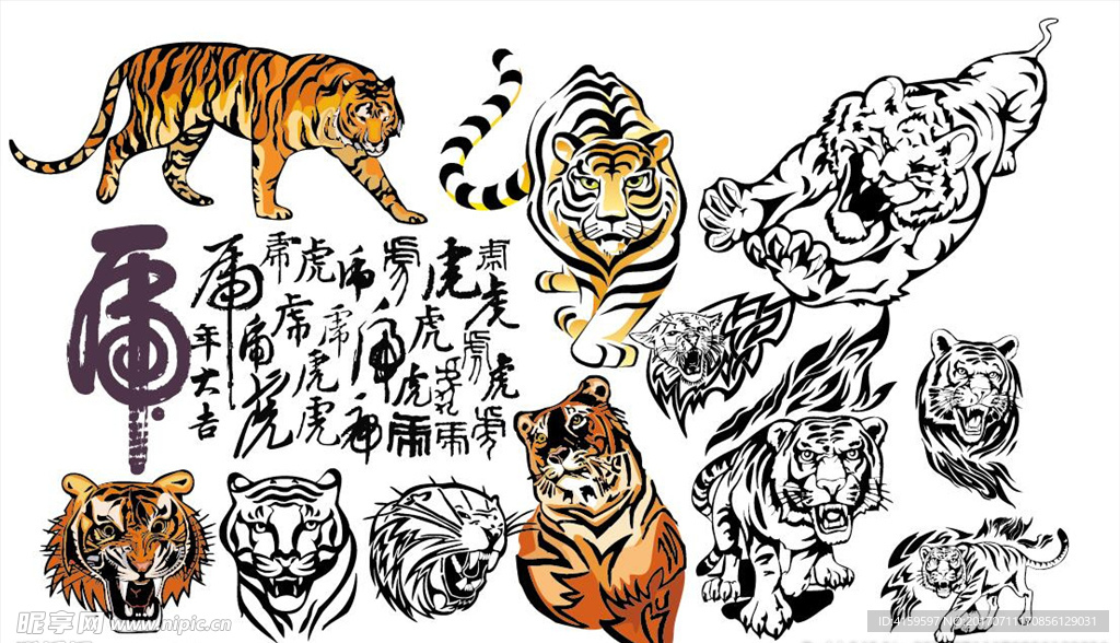 老虎矢量素材