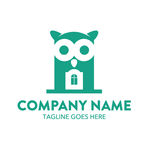 绿色创意猫头鹰建筑logo