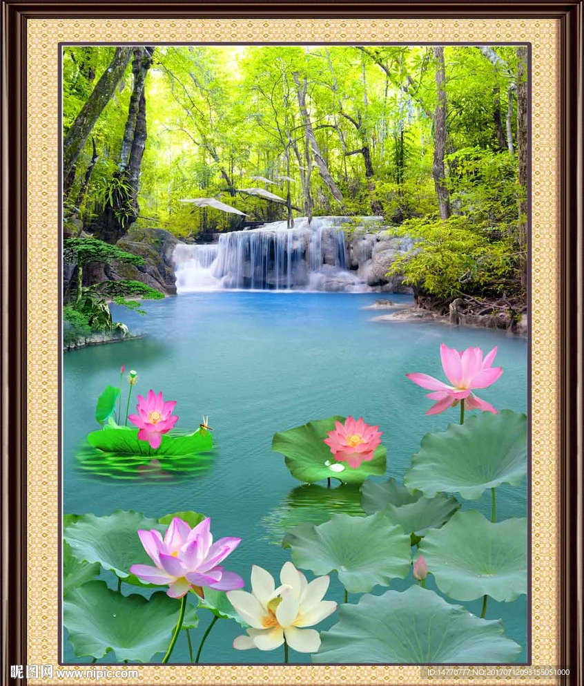 荷花图山水画