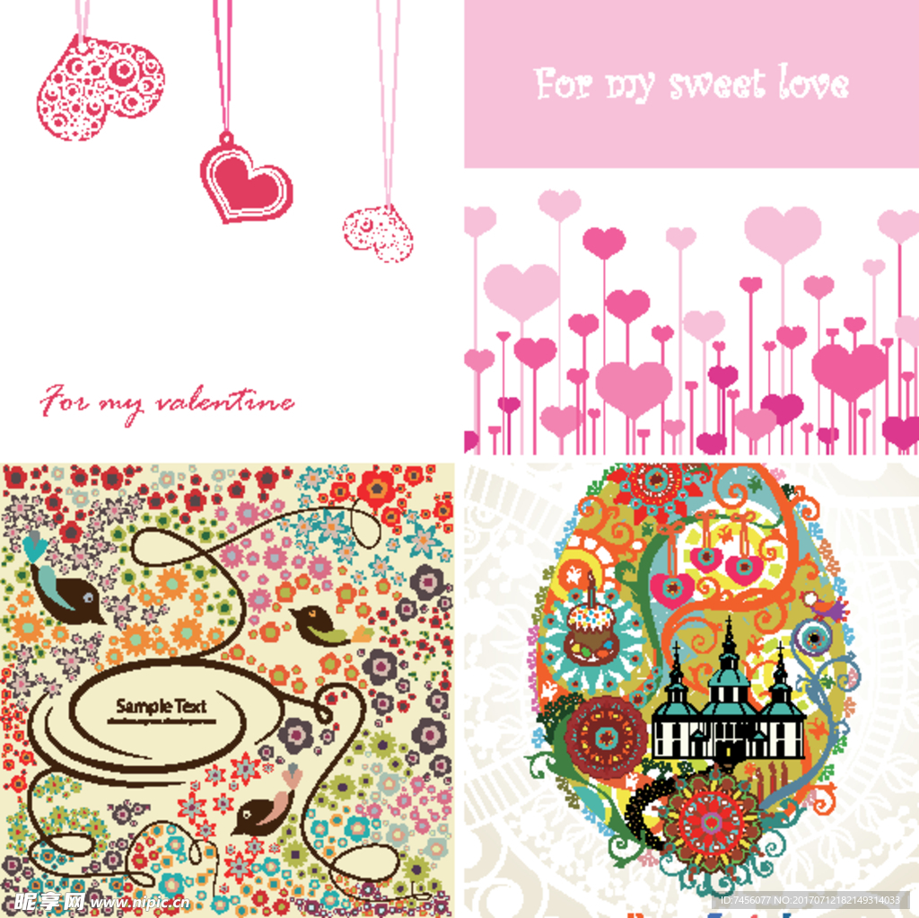 爱心飞鸟时尚背景