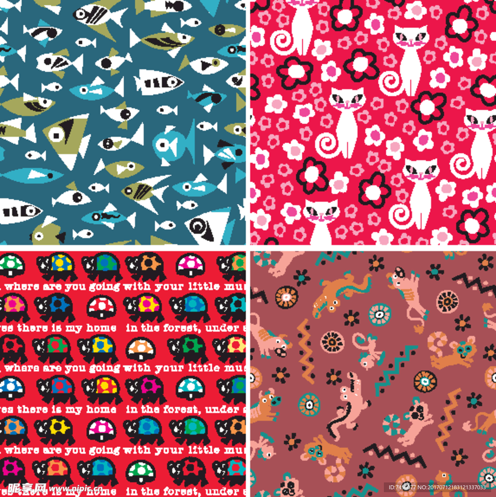 猫鱼时尚矢量背景