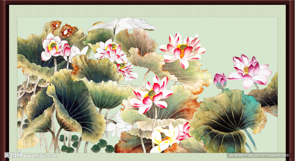 荷花壁画