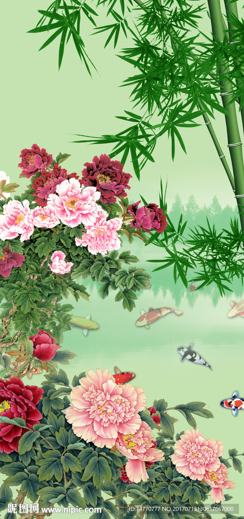 花开富贵竹子图