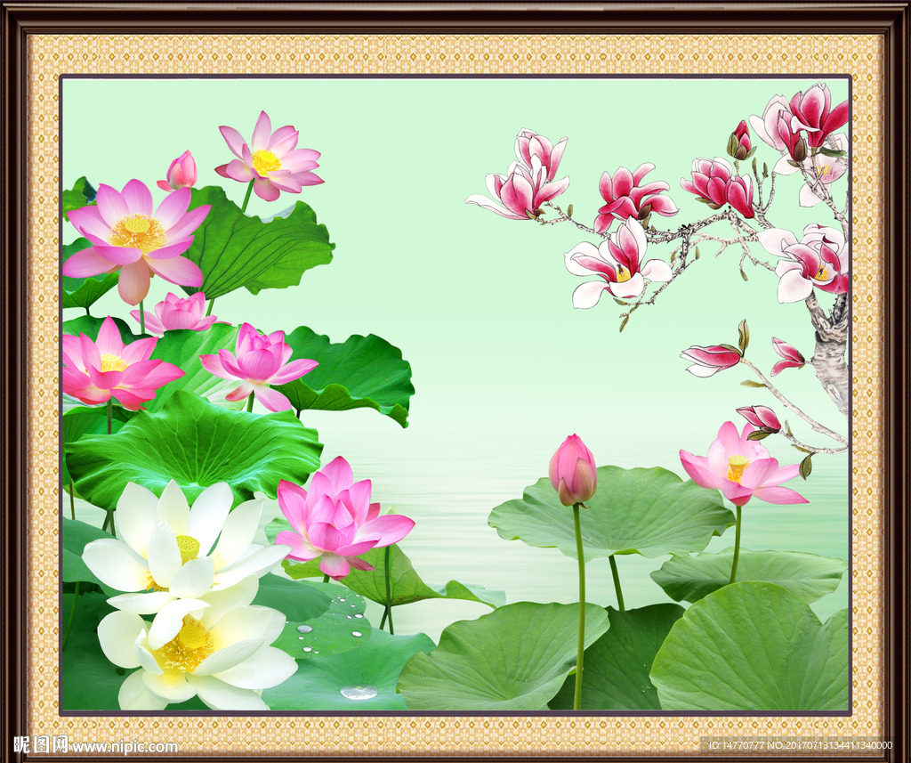 荷花壁画
