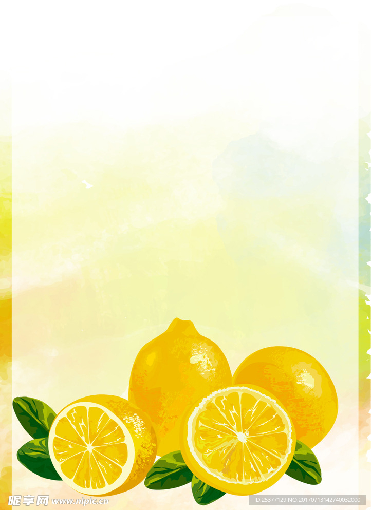 手绘柠檬背景图