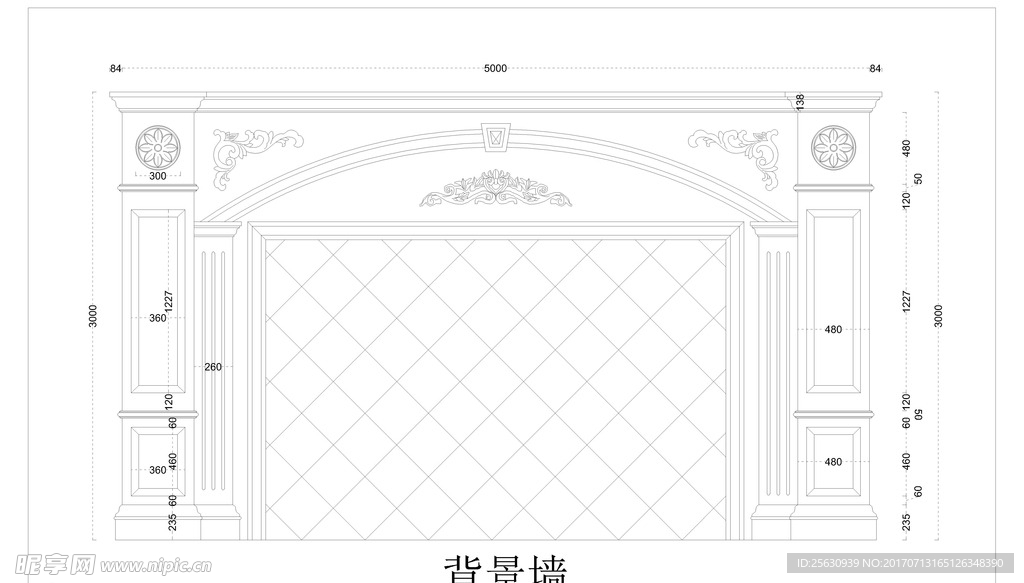 背景墙电视墙CAD设计图纸