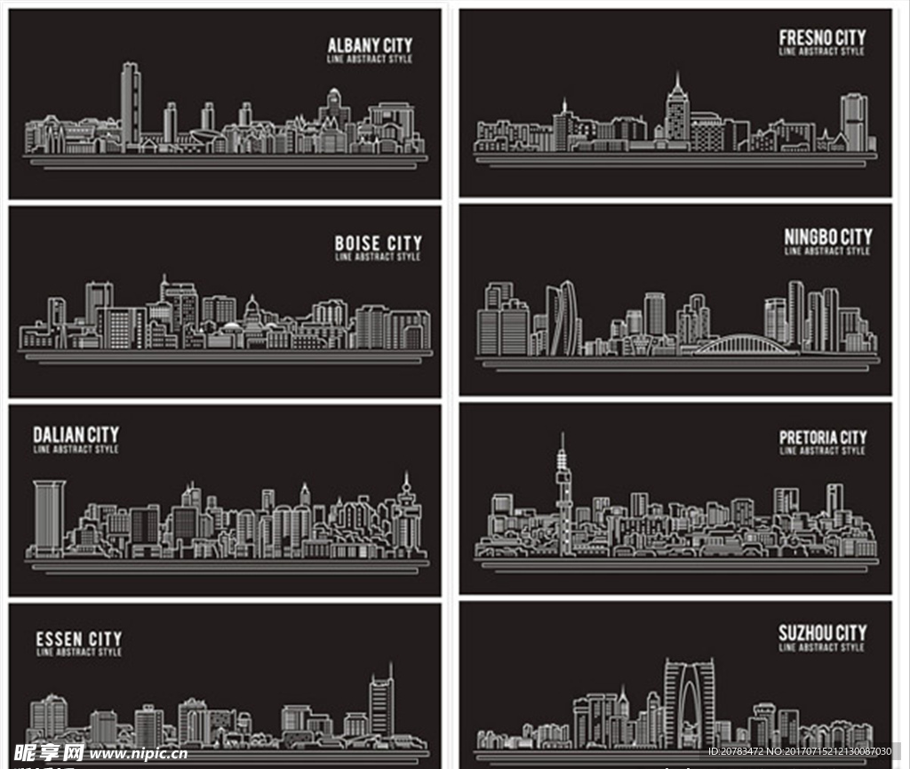 线条城市 城市剪影