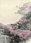 国画山水画桃花花鸟画