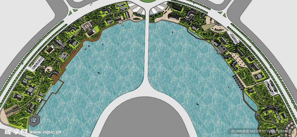 濒水公园模型