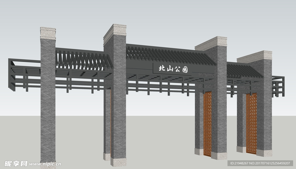 su公园入口建筑模型