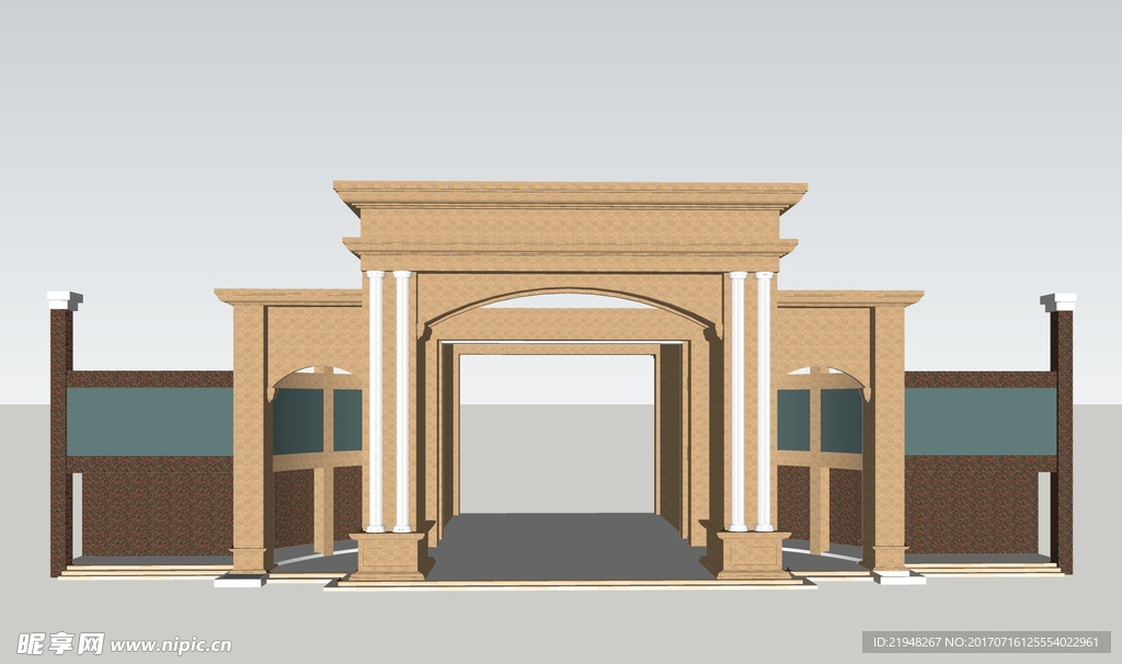 su欧式入口建筑模型