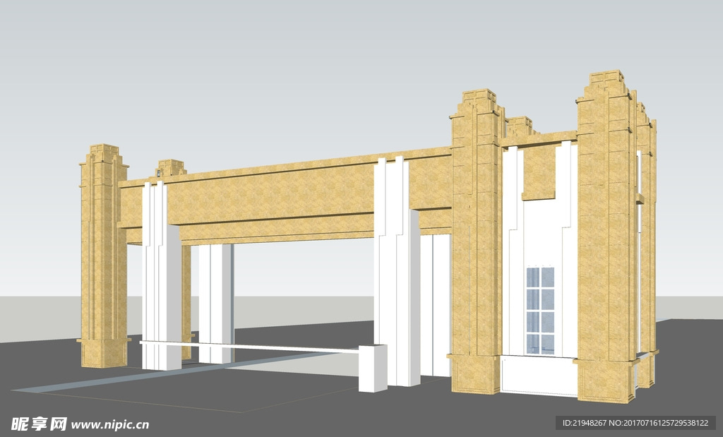 su欧式入口建筑模型