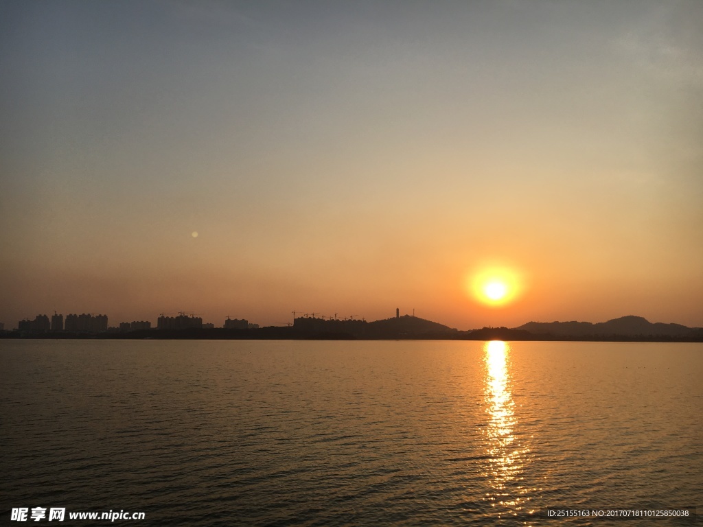 夕阳 南湖 风景