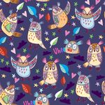 卡通猫头鹰四方连续底纹