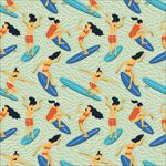 卡通人物冲浪四方连续底纹