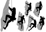六款男性登山运动人物剪影