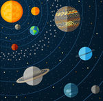 太阳系行星插图矢量素材
