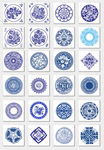 青花瓷蓝色矢量图案元素