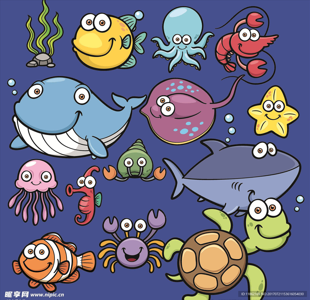 卡通海洋生物高清分层素材