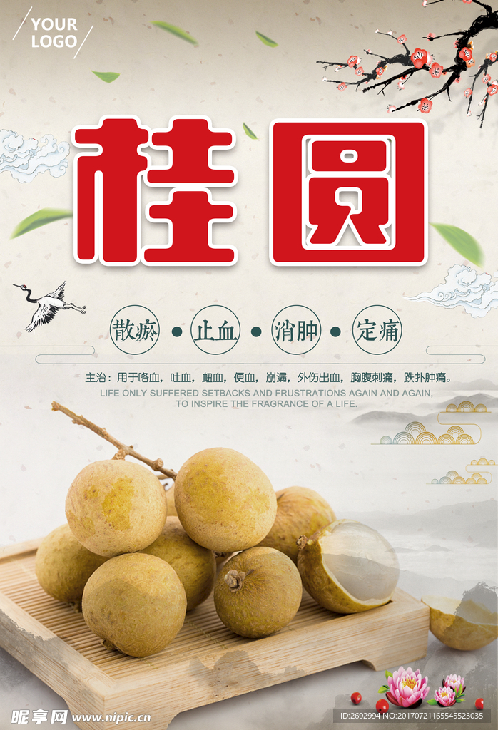 桂圆龙眼中国风海报.tif