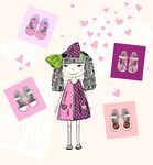 手绘卡通小女孩插画矢量图下载