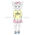 手绘可爱卡通猫矢量图下载