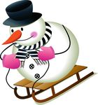 卡通雪人雪橇矢量图下载