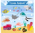 水族馆卡通鱼类矢量图下载