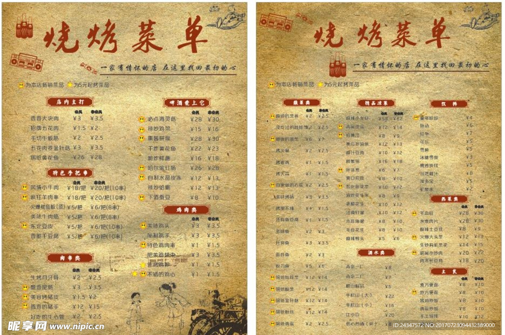 烧烤菜单