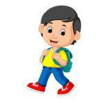 背着书包的小男孩矢量素材