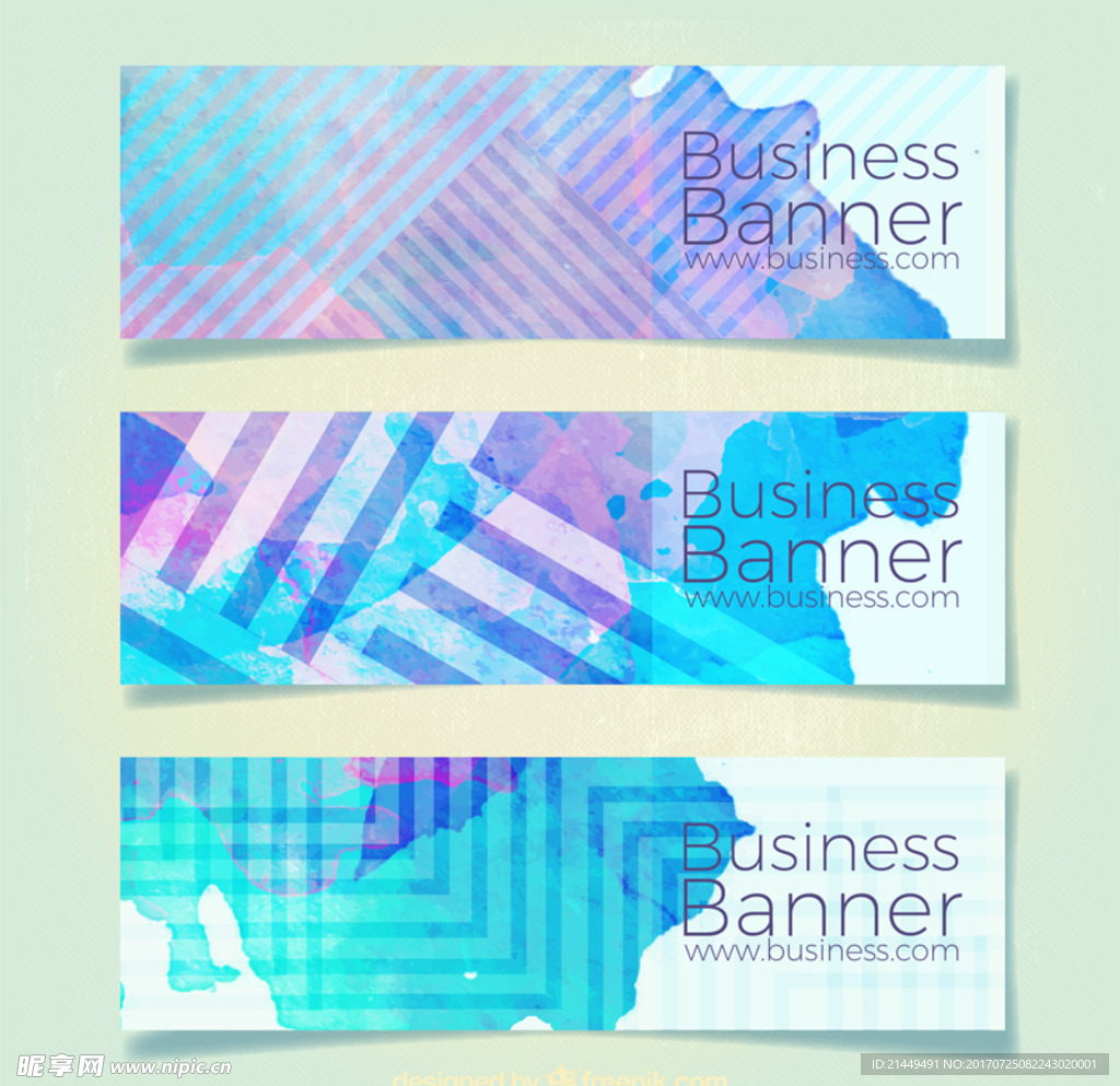 水彩绘商务banner矢量素材
