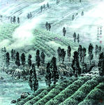 茶山水墨画
