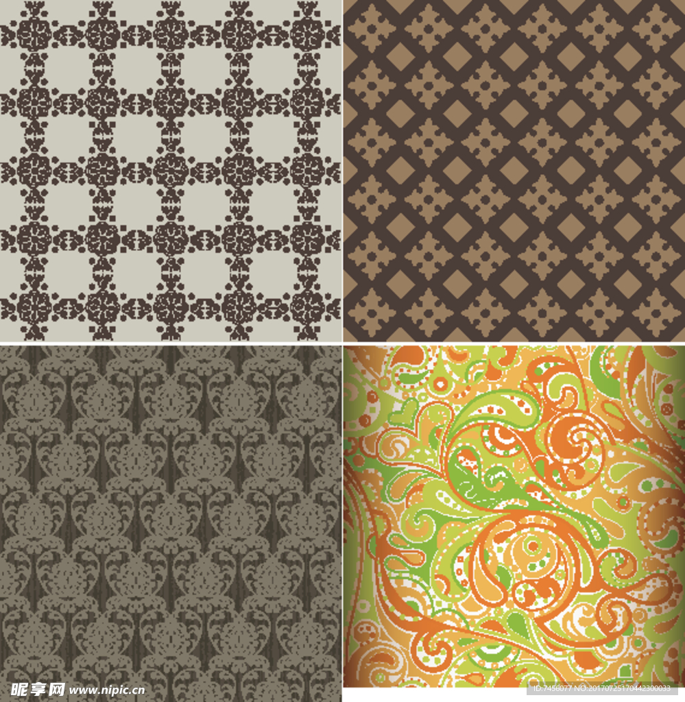 欧式花纹矢量连续墙纸壁画