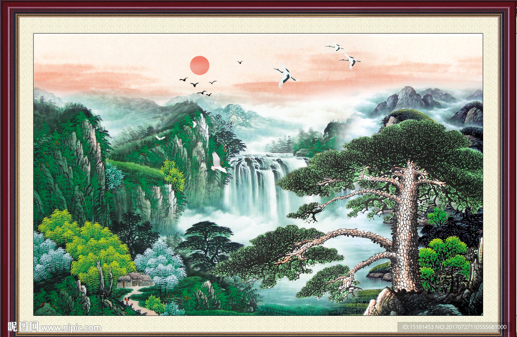 国画迎客松