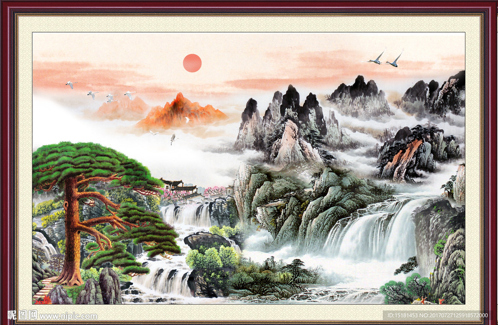 国画迎客松