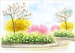 手绘公园道路