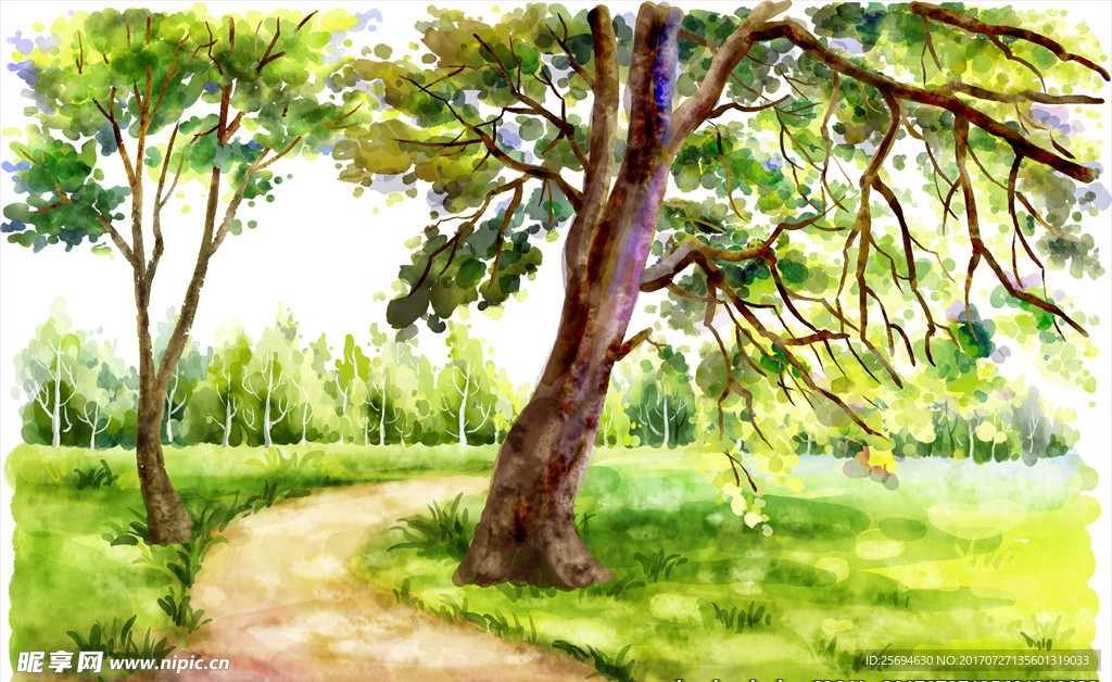 手绘公园道路