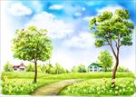 手绘乡村道路