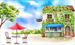 手绘乡村建筑