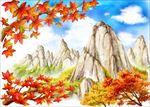 手绘华山风景