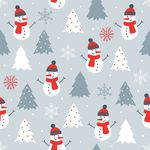卡通堆雪人四方连续底纹