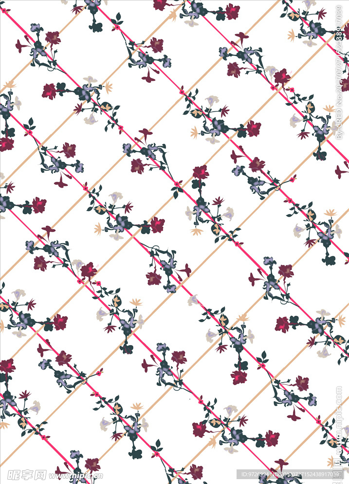 植物花朵花卉网格四方连续底纹