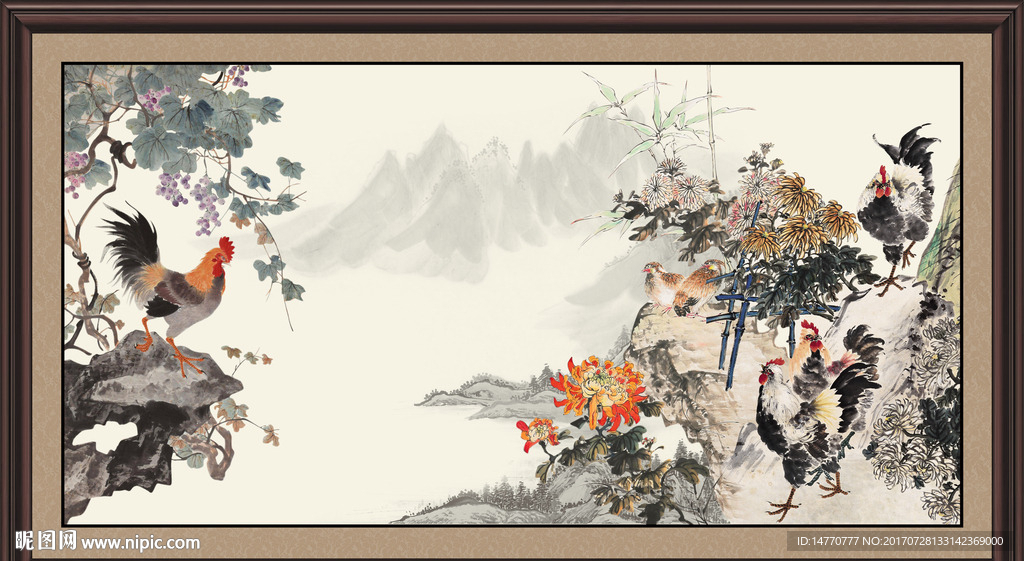 国画公鸡