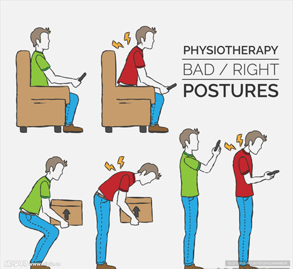 正确和不正确的姿势