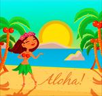 夏威夷女孩的夏季海滩海报