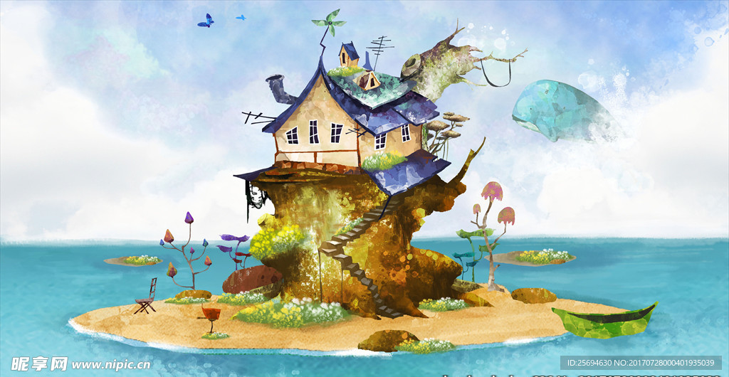 海滩城堡插画